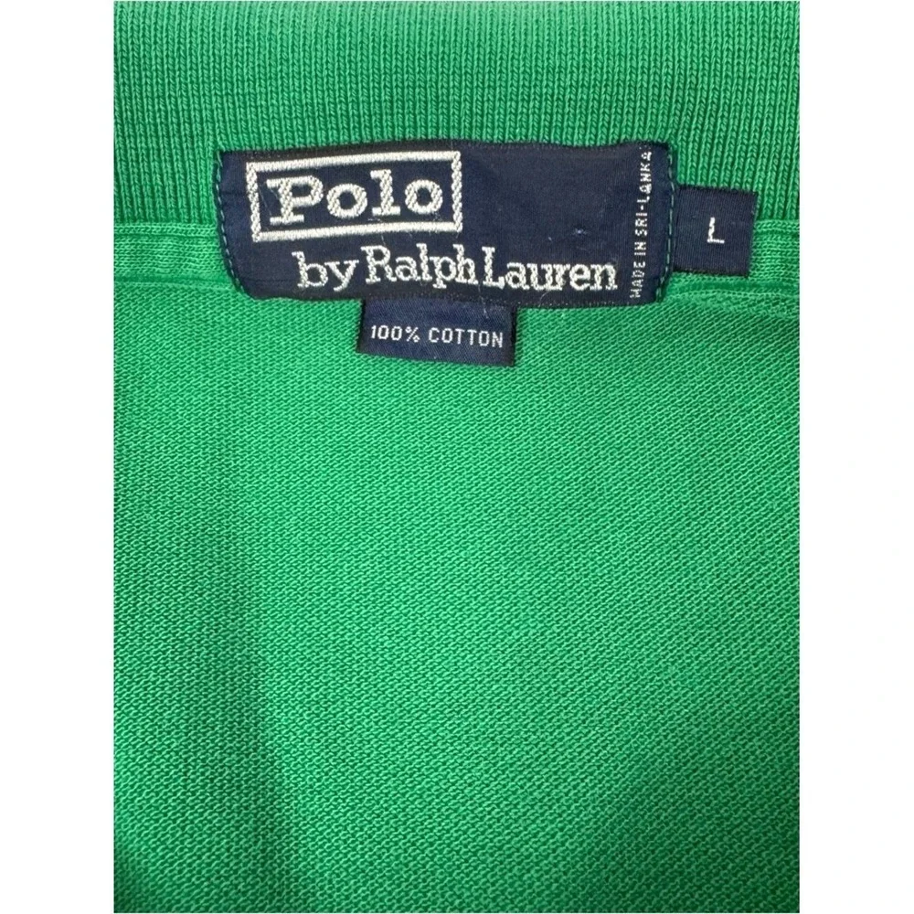Polo Ralph Lauren Green Classic Fit Polo Shirt Red Pony Men's Large‎ Cotton